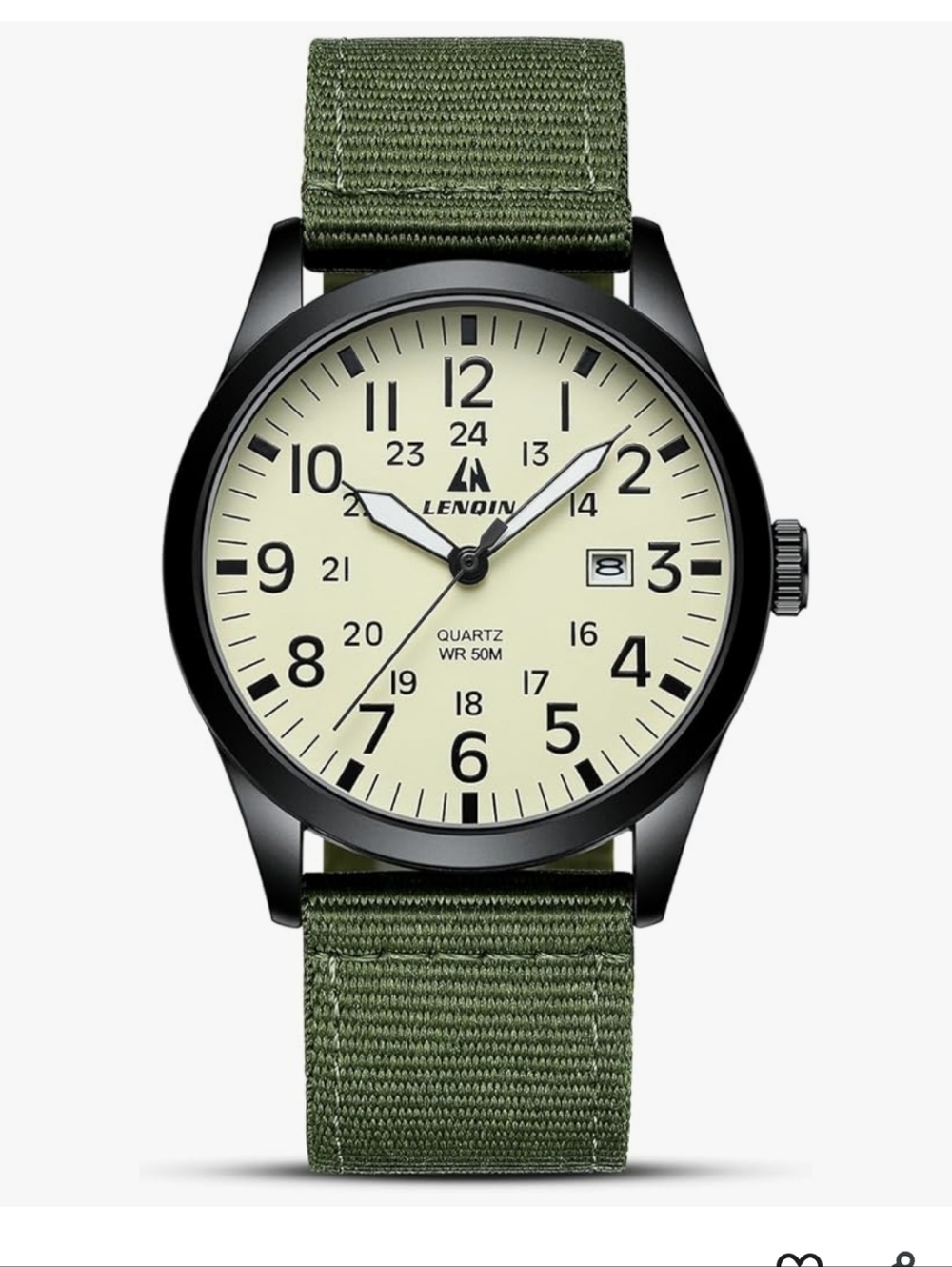 Lenqin Unisex Militart Sport Nylon Strap Analog Quartz Wrist Watch